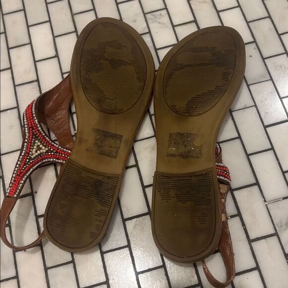 Beaded Brown Sandals madden girl sz 8 - Picture 3 of 3